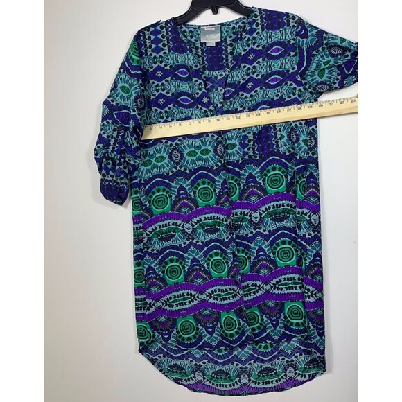 Maeve By Anthropology Ikat Pattern Shirt Dress Women Size Small Roll Tab Sleeve - Picture 4 of 14